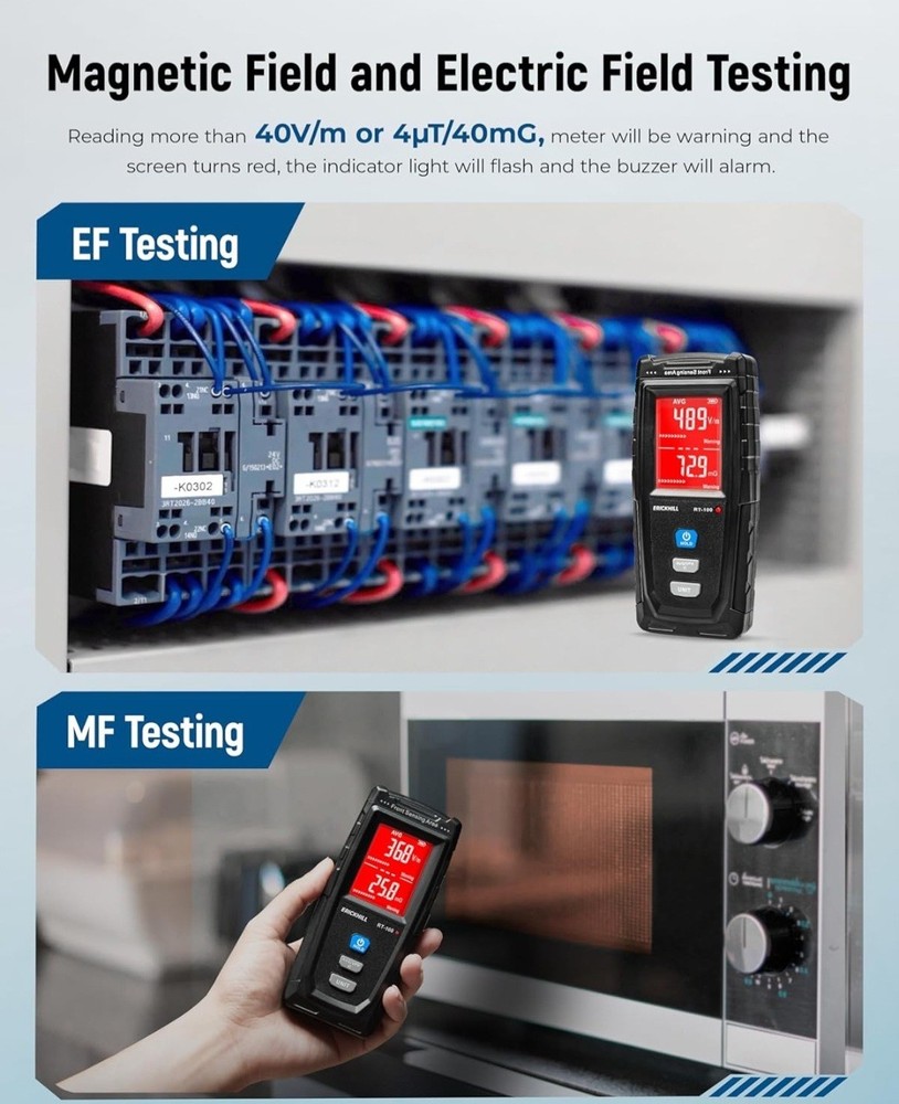 ERICKHILL EMF Meter, Detects Electric and Magnetic Fields, RT-100S