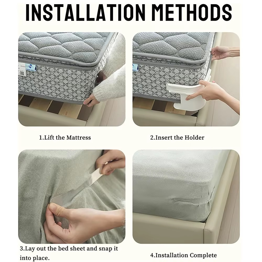 Universal Bedsheet Corner Tightener Clips Invisible Bedspread Secure Holder 4pcs