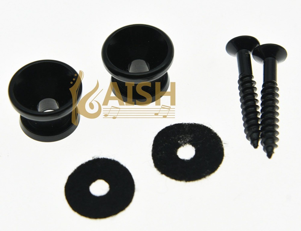 2x Guitar Strap Buttons Knobs Guitar End Pins Black