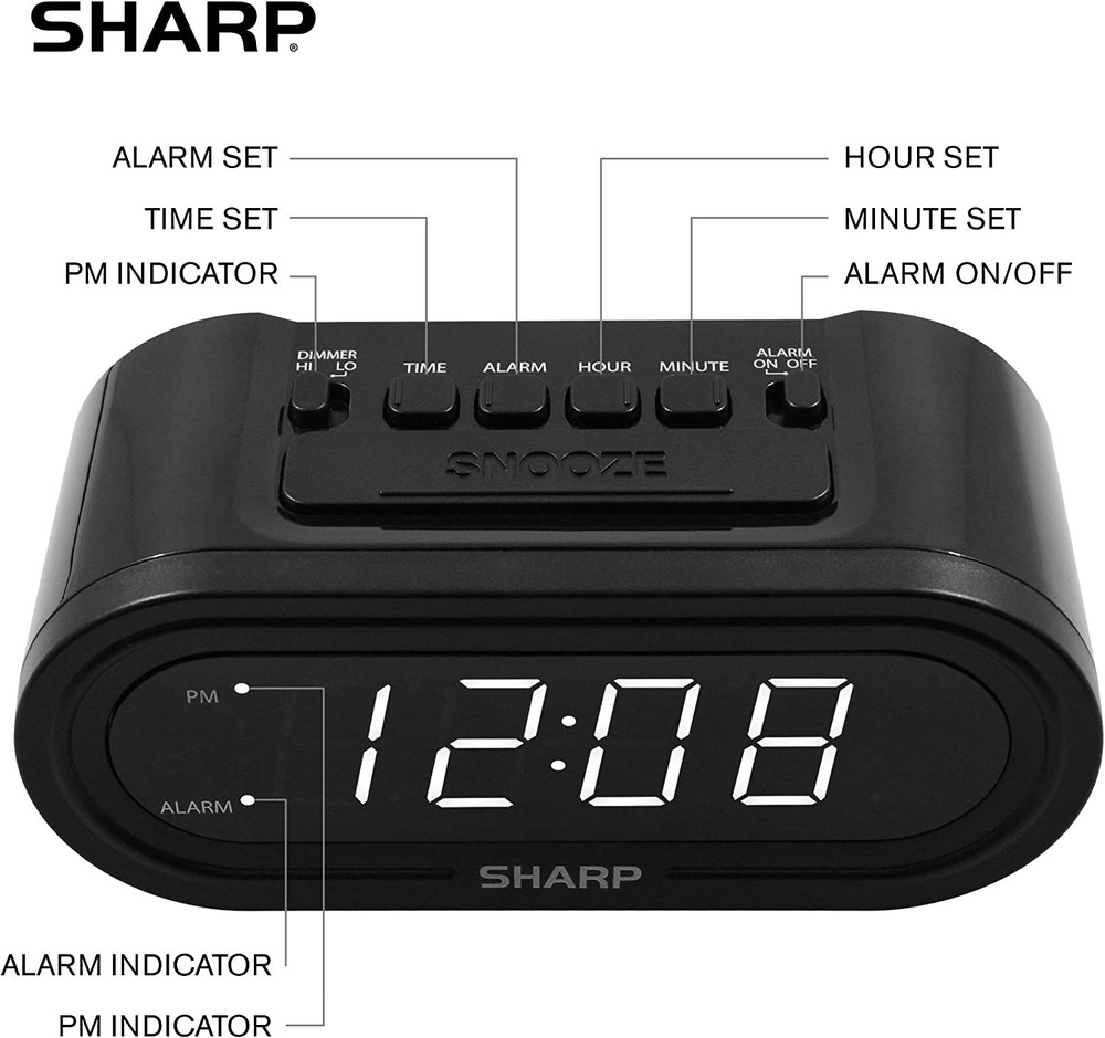 Digital Alarm with Accuset - Automatic Smart Clock, Never Needs Setting (Midnigh