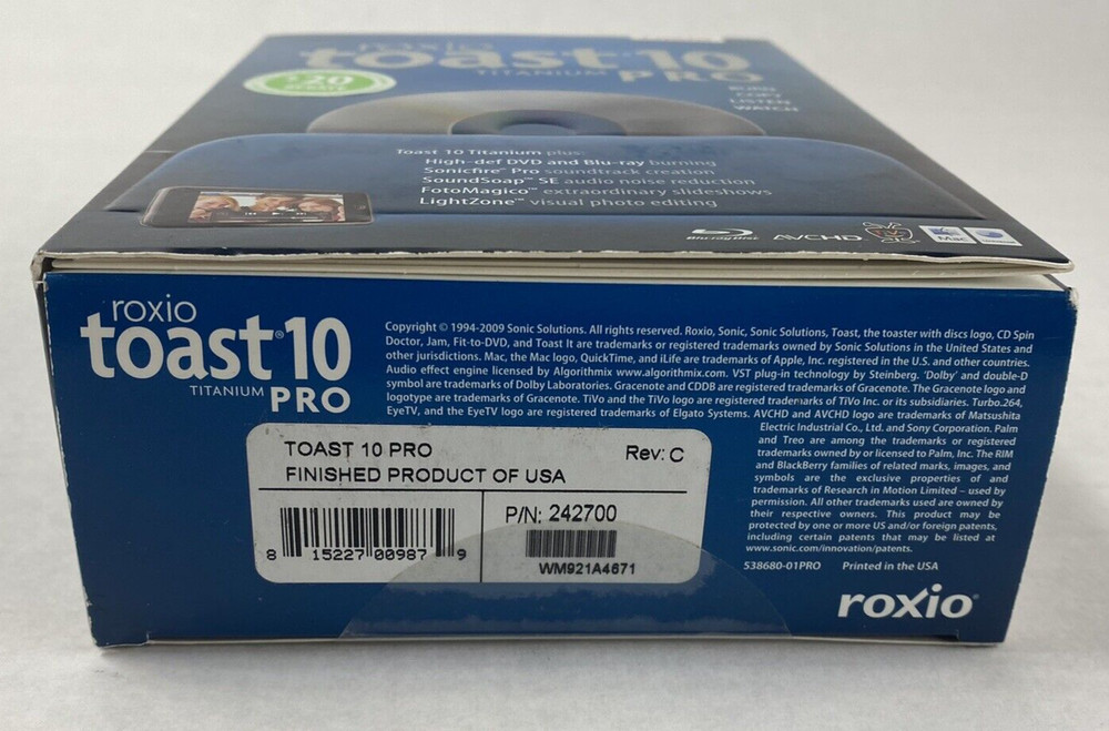 Open Box Roxio Toast 10 Titanium Pro For Mac