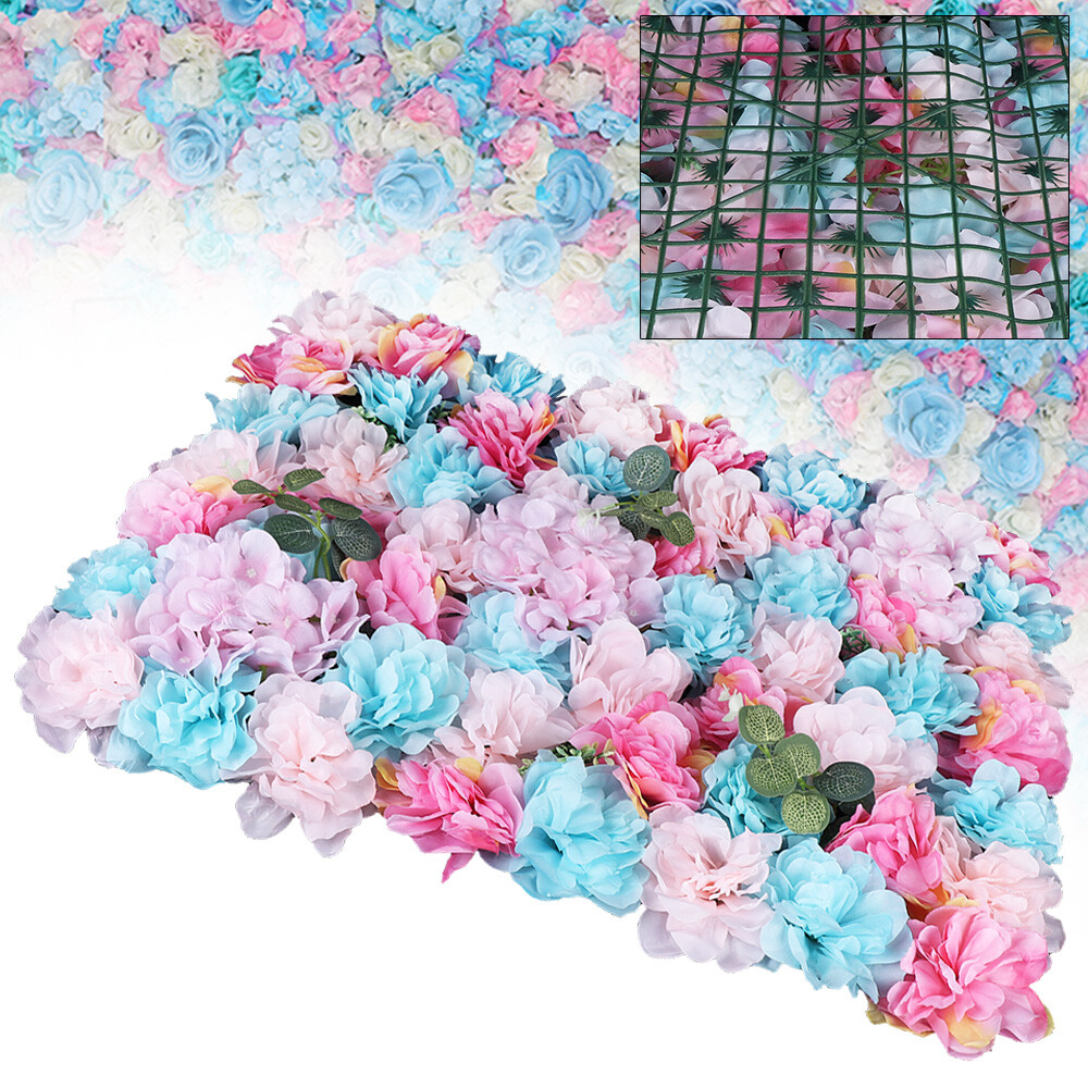 12Pcs Wedding Artificial Flower Wall Panel Hydrangea Rose Panel Party Decor NEW