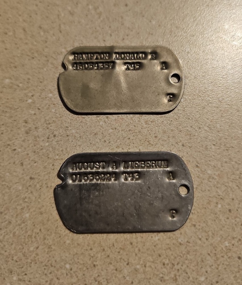 2 WW2 WWII US ARMY Dog Tags ID US Military 1943 1945 Air Force