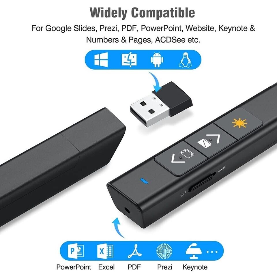 2 DinoFire Presentation Clicker 100FT Wireless Presenter Remote PowerPoint Clic