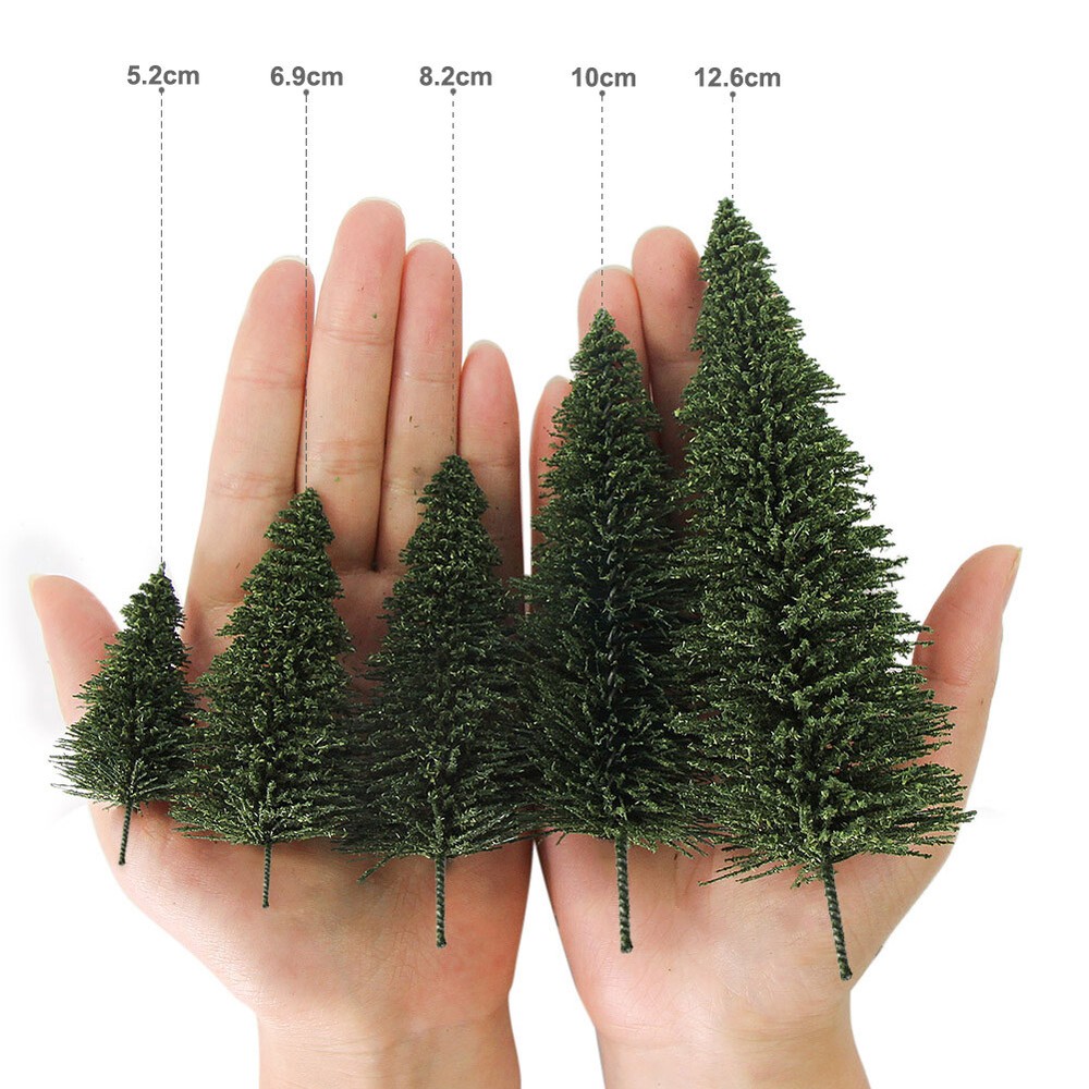 50pcs Model Pine Trees 5cm Deep Green Pines for N Scale Model Railroad Layout