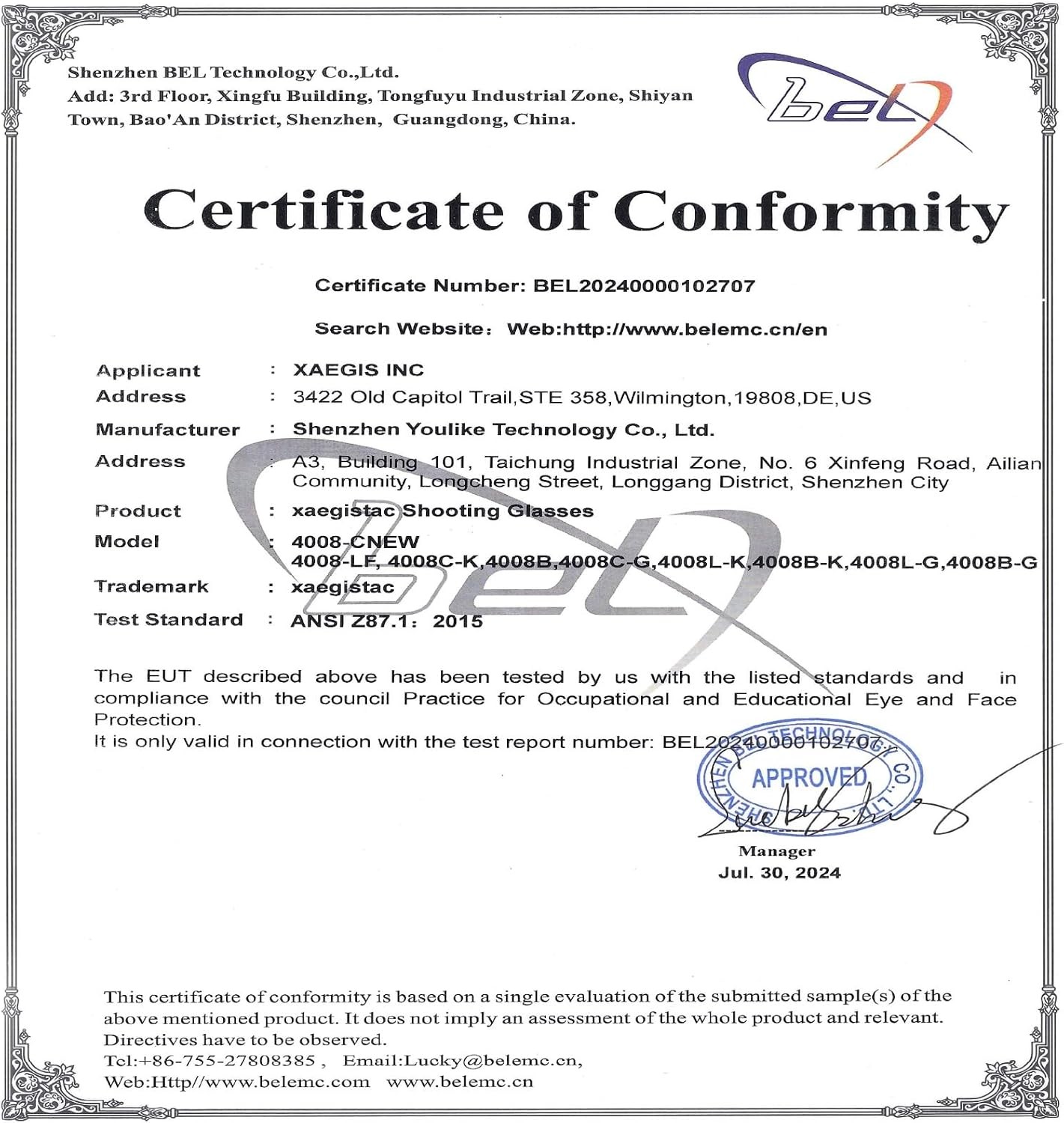 xaegistac Shooting Glasses with Case Anti Fog Hunting Yellow Lens-khaki Frame