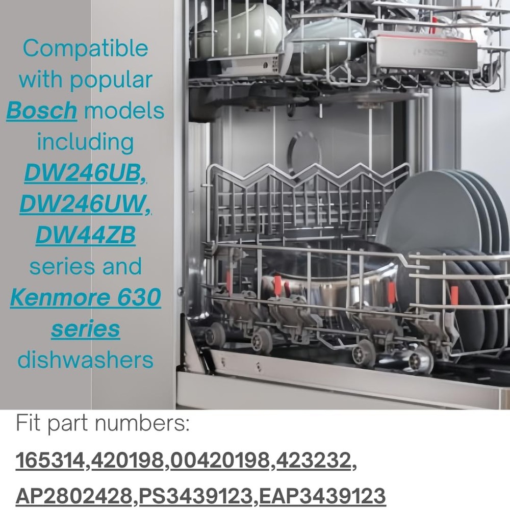 Replacement Dishwasher Wheels for Lower Rack 8 Pack Compatible Parts