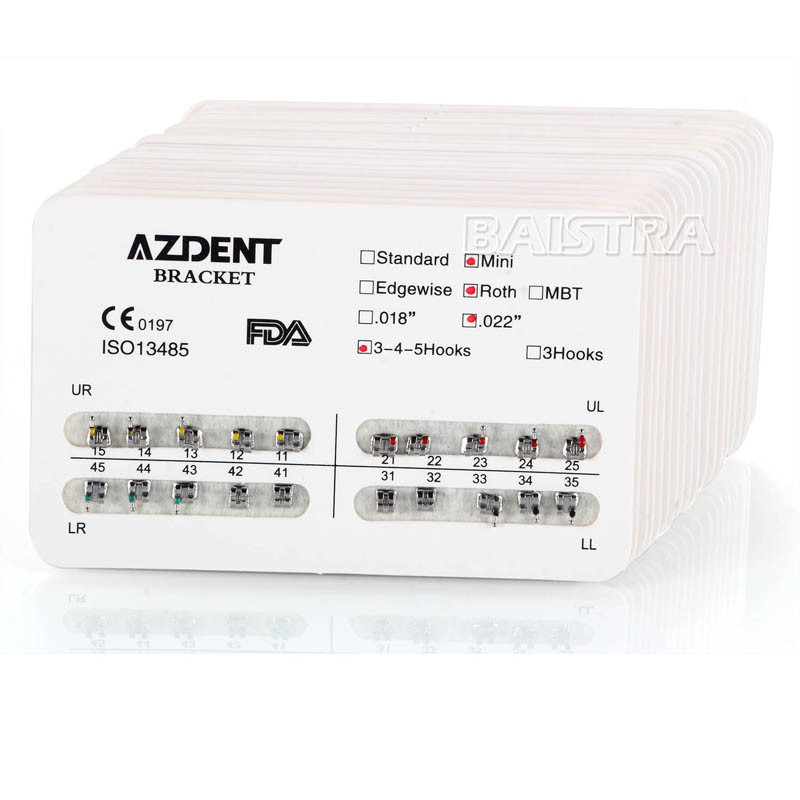 10X AZDENT Dental Orthodontic Brackets Braces Metal Mini MBT/Roth.022 Hook 3 4 5