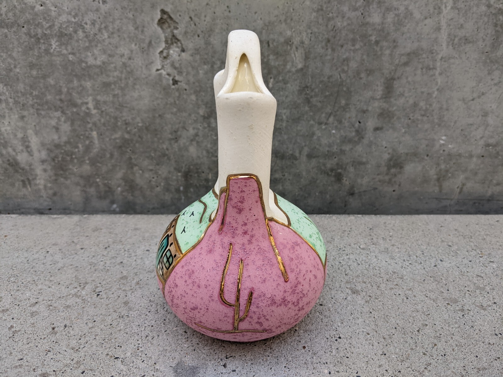 Native American Ceramic Wedding Vase 7“ - Signed by B J Gore San Jon, New Mexico