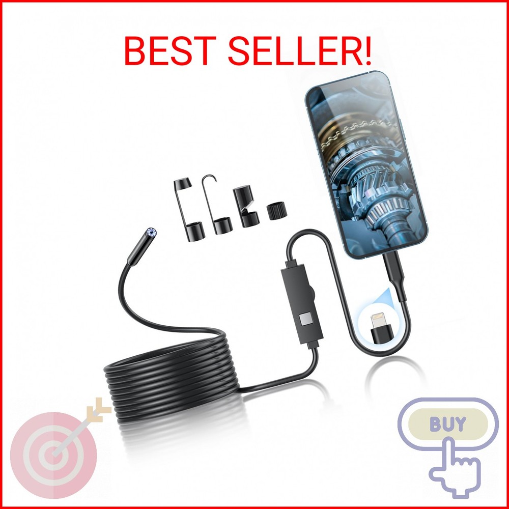 Kinpthy Endoscope Camera with Light, 1920P HD Borescope Tools with 8 Adjustable