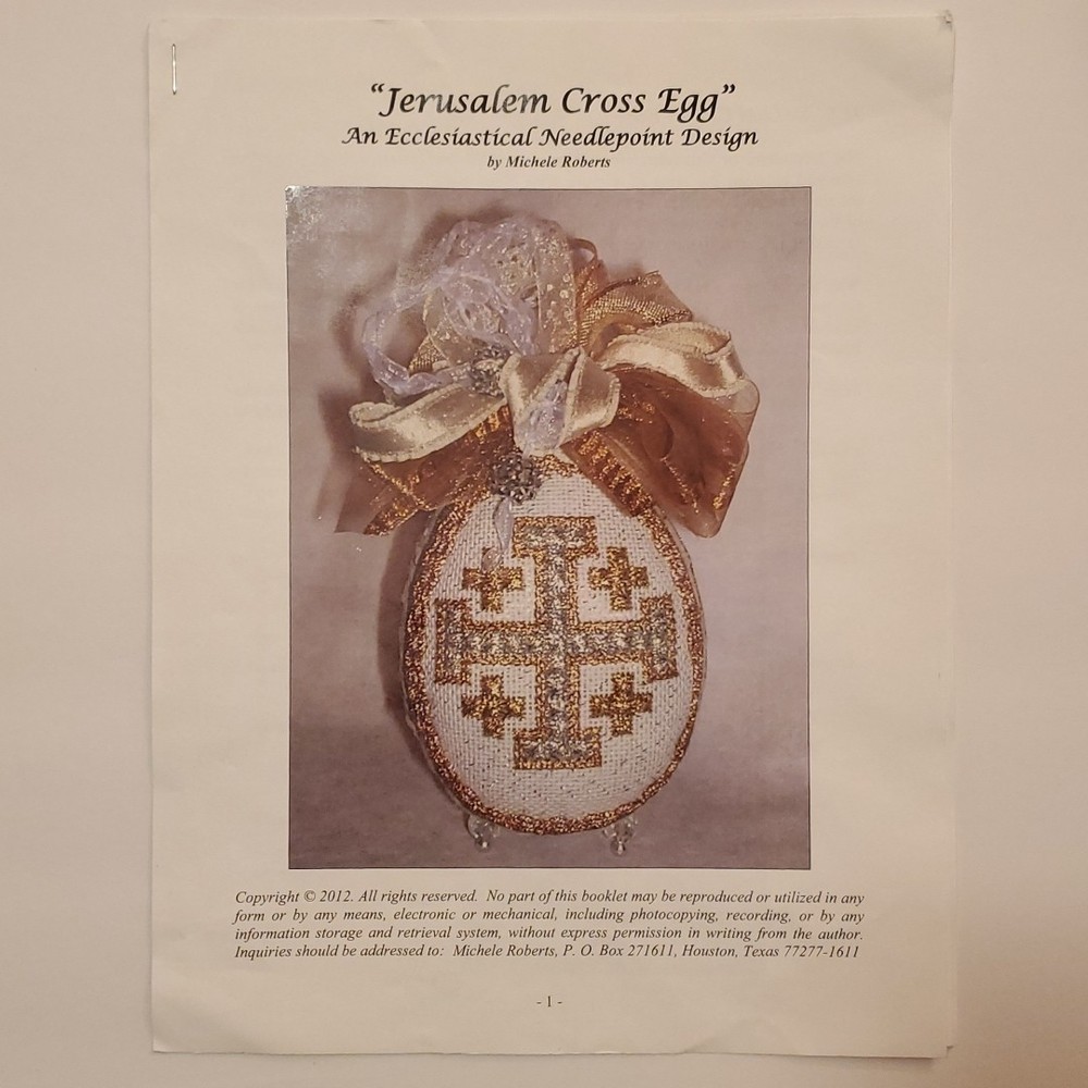 Michele Roberts Jerusalem Cross Egg Needlepoint Pattern Canvas Easter Christmas
