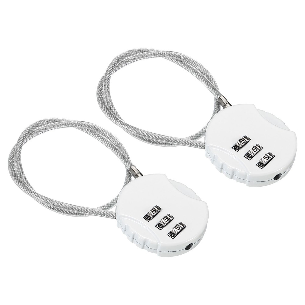 Small Combination Block 11.8", 2pcs 3 Digit Luggage Lock, White