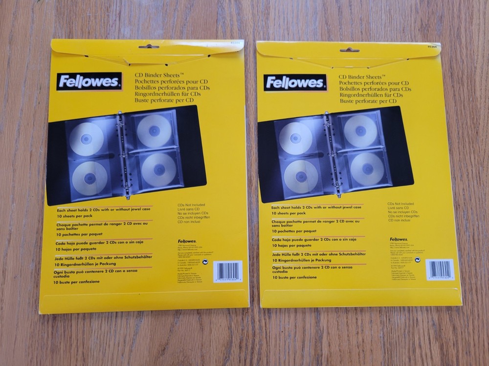 Fellowes CD Binder Sheets 2-Packs 19 Total Sheets