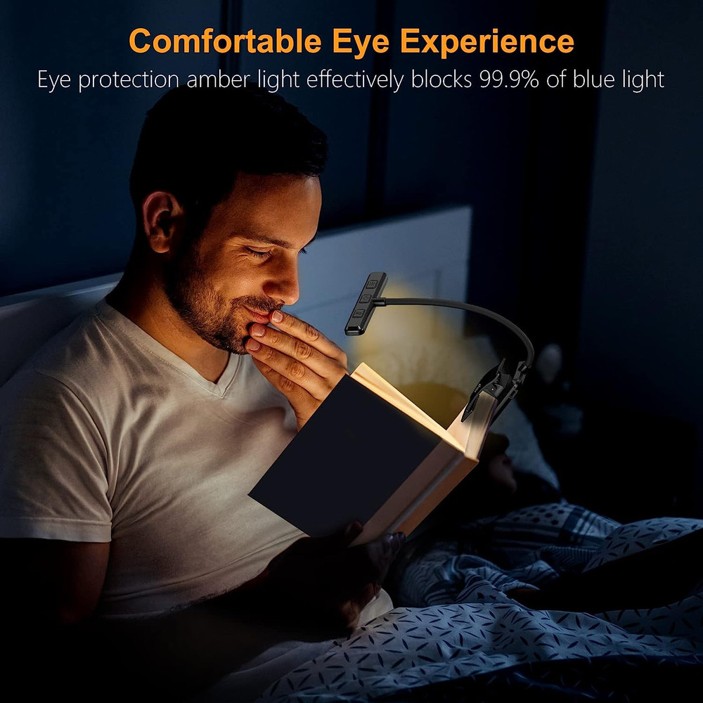 19 LED Rechargeable Book Light for Reading in Bed with Memory Function- Eye Cari