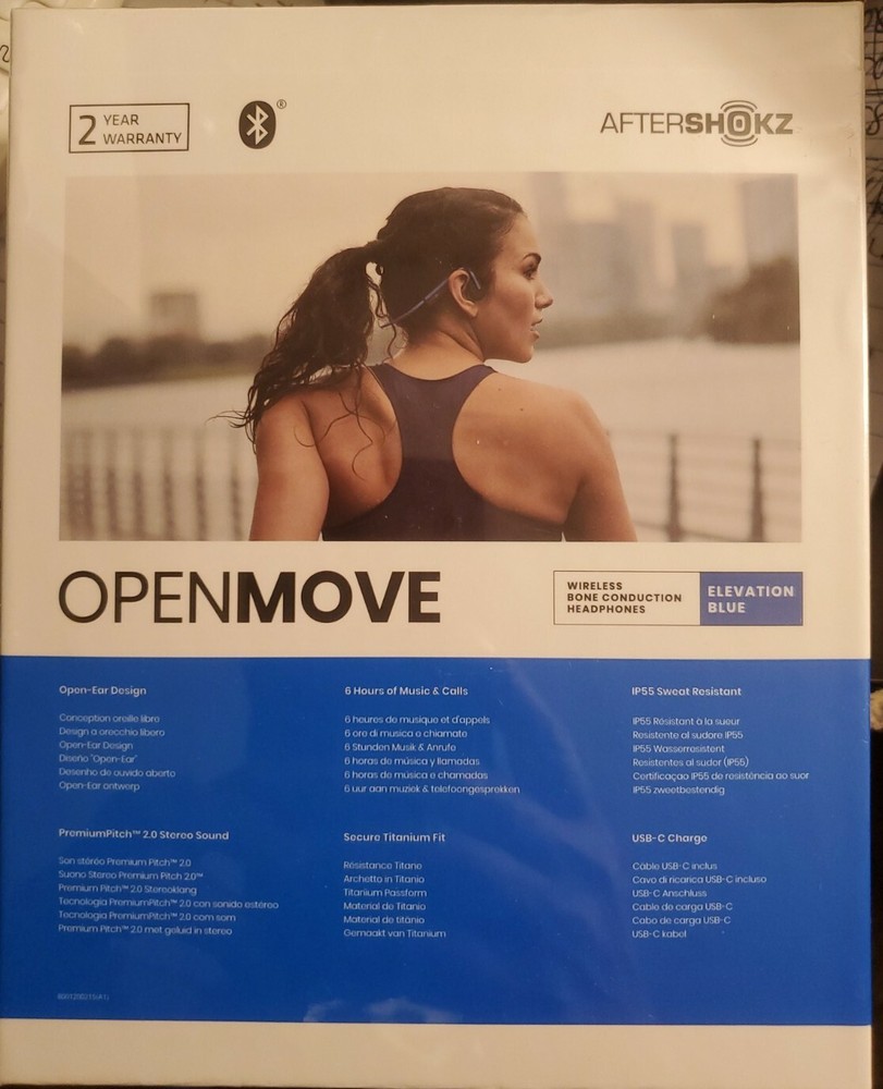 AfterShokz open move Bone Conduction Bluetooth Wireless Headphones - BLUE