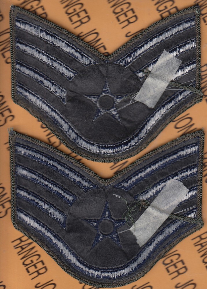 USAF STAFF SERGEANT E-5 SSgt Rank OD Green & Blue 4" patch set C
