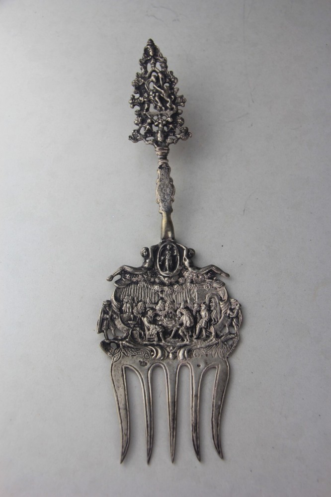 Antique Dutch 833 Silver Serving Fork