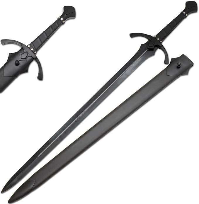 Medieval Warrior 42" Black Claymore Sword 1065 Carbon Steel Full Tang Blade