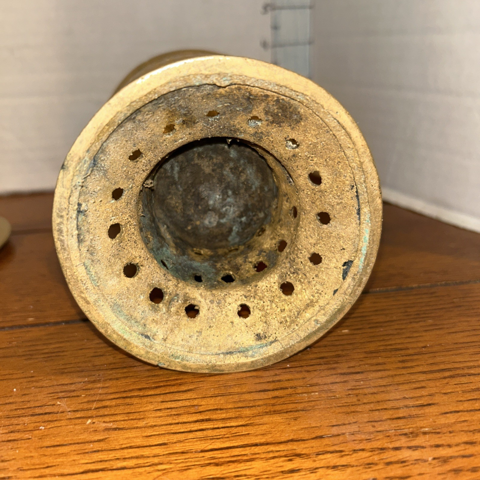 Heavy Antique Asian Brass Incense Burner 10.5" tall