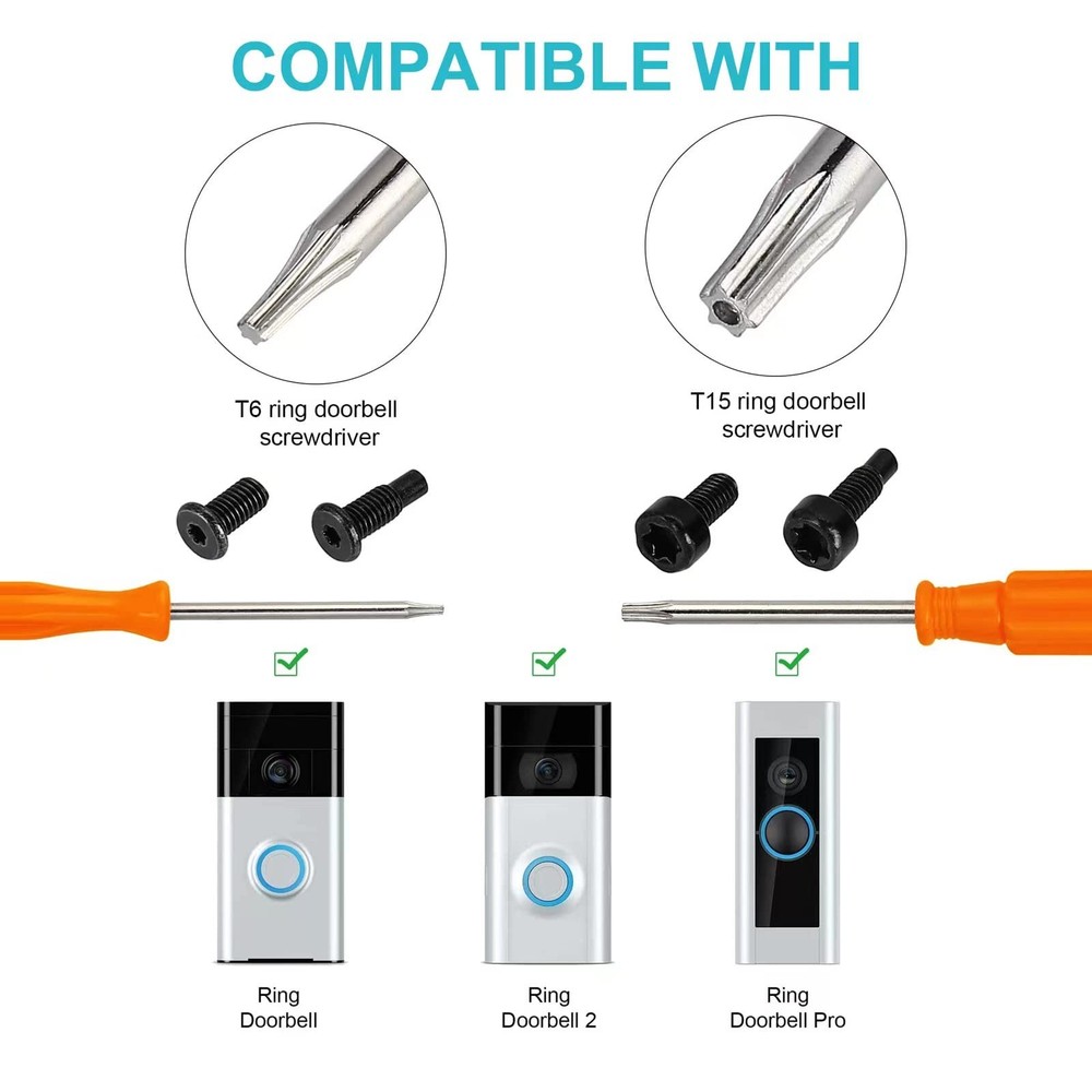 Fast Wall Charger Charging Cable Cord & Replacement Ring Doorbell Screwdriver...