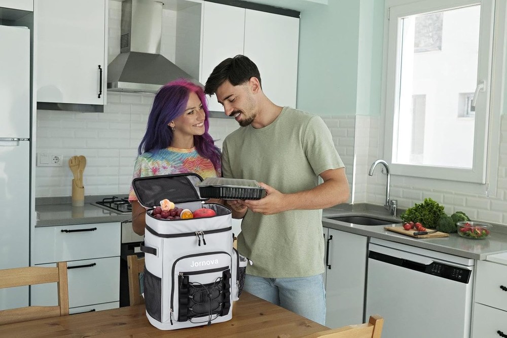 Insulated Cooler Backpack 40L Leakproof Backpack W/ Double Compartments Men