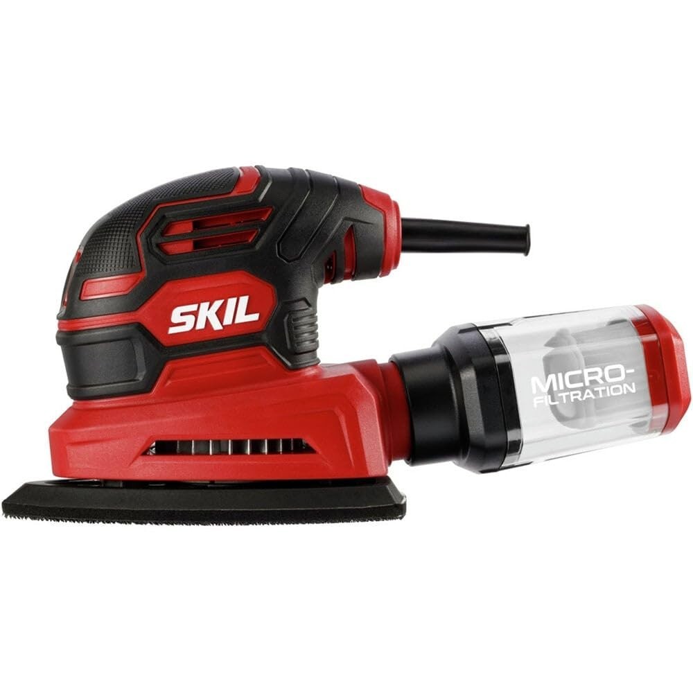 Ergonomic Corded Detail Sander with Micro-Filtration and Hook & Loop Sheets
