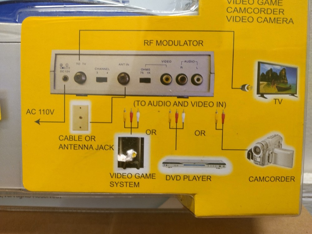 NOS Trisonic AV/RF Auto Switch RF Modulator Box - Sealed