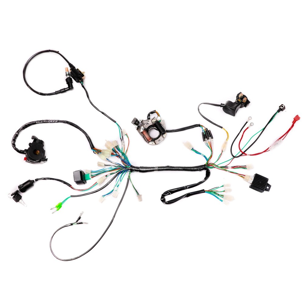 4 Stroke 125cc Semi Auto Engine Motor 3 forward 1 reverse +Wiring Harness
