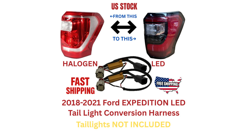 2018 - 2021 Ford EXPEDITION TAIL LIGHT CONVERSION ADAPTER HALOGEN to LED  PNP