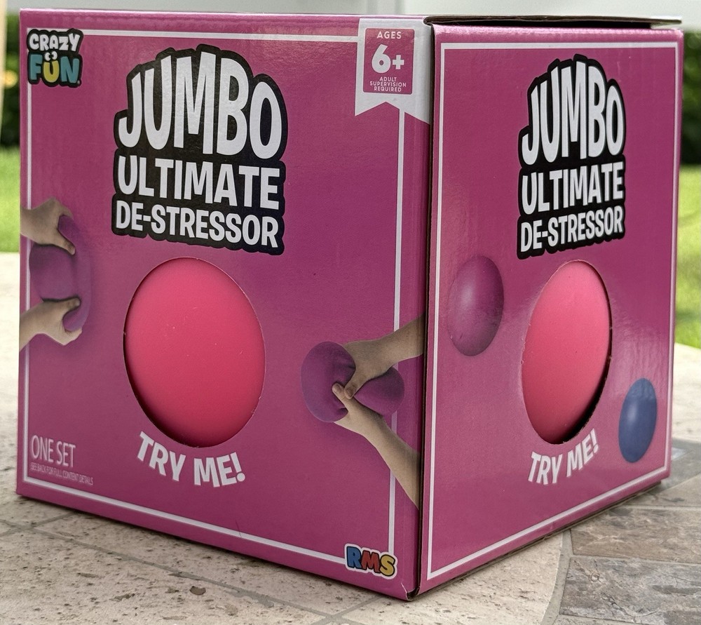🌟Crazy Fun Jumbo Ultimate De-Stressor Stretchable Squishable Squeeze Ball Pink