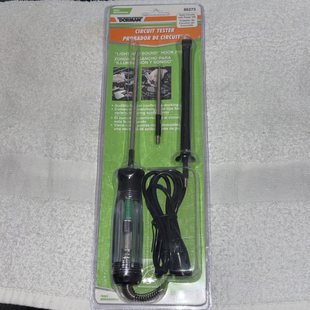 Dorman 86273 Circuit Tester Light & Sound Hook Probe W/Interchangeable Tips NEW
