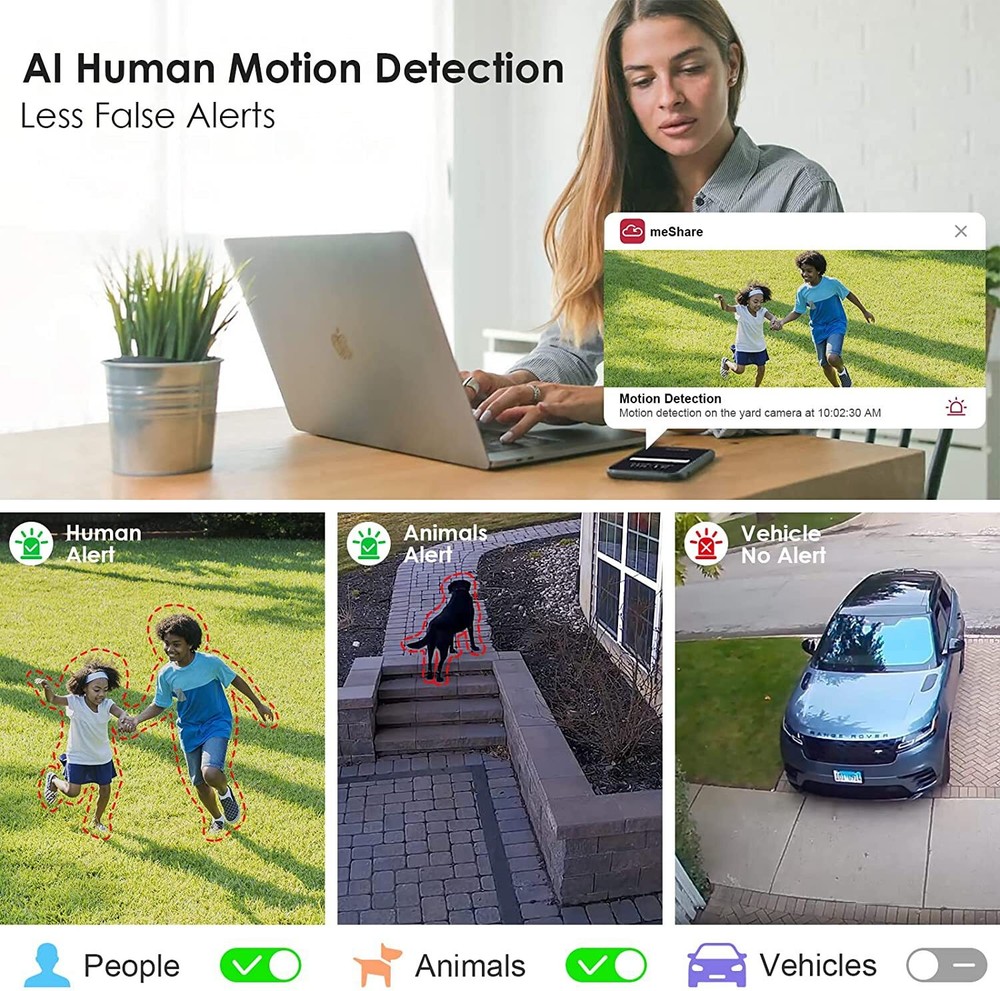 Rraycom 2K WiFi Security Camera for Outdoor 3MP Wireless Camera Night Vision