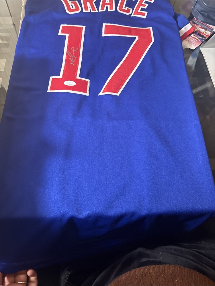 Mark Grace Signed Chicago Blue Baseball Jersey (JSA) Large