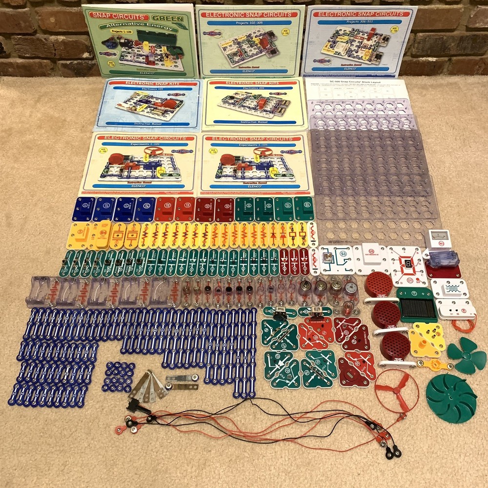 Lot 211 Pieces & 7 Instruction Manuals Bundle / Elenco Electronic Snap Circuits