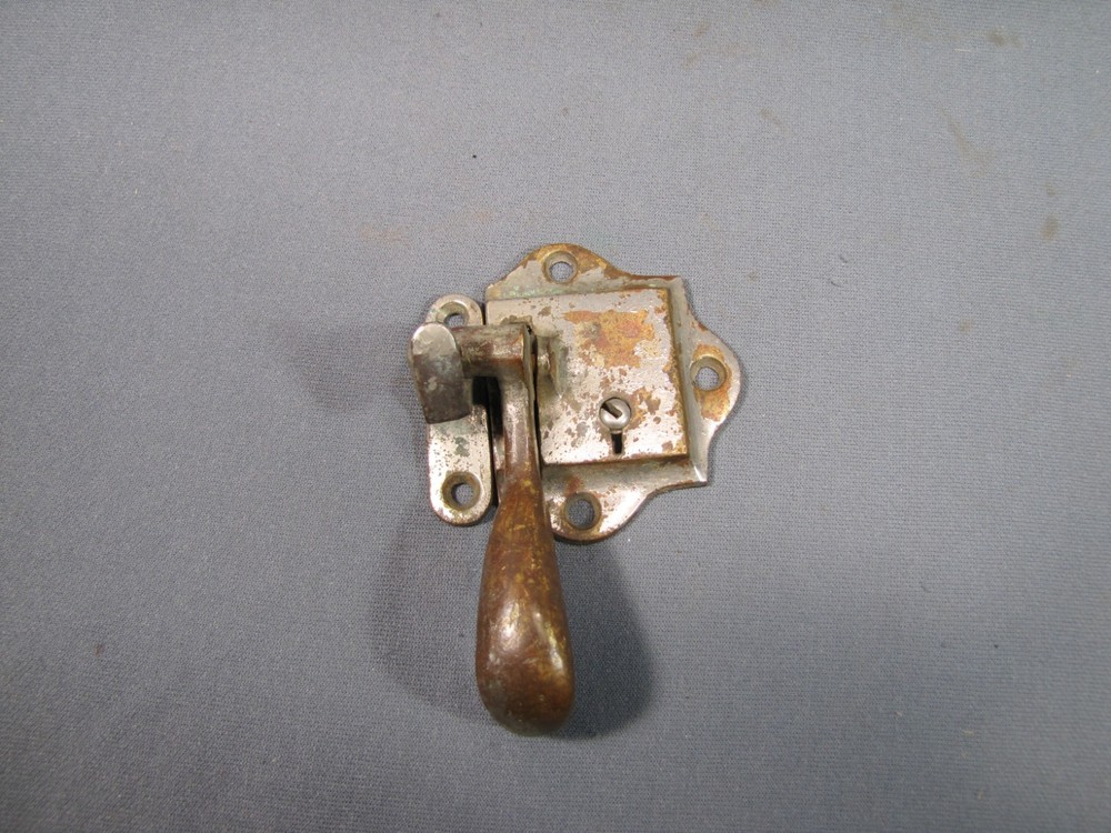 ANTIQUE ICE BOX   Nickel Plated Brass Handle and Catch