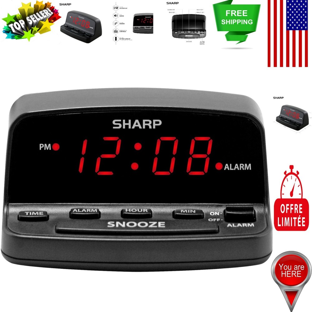 Compact Black Digital Alarm Clock - Simple Operation & Battery Backup Feature