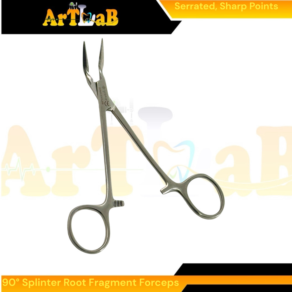 5.5" Splinter Root Fragment Forceps 90 Degree Tapered Serrated Sharp Tips