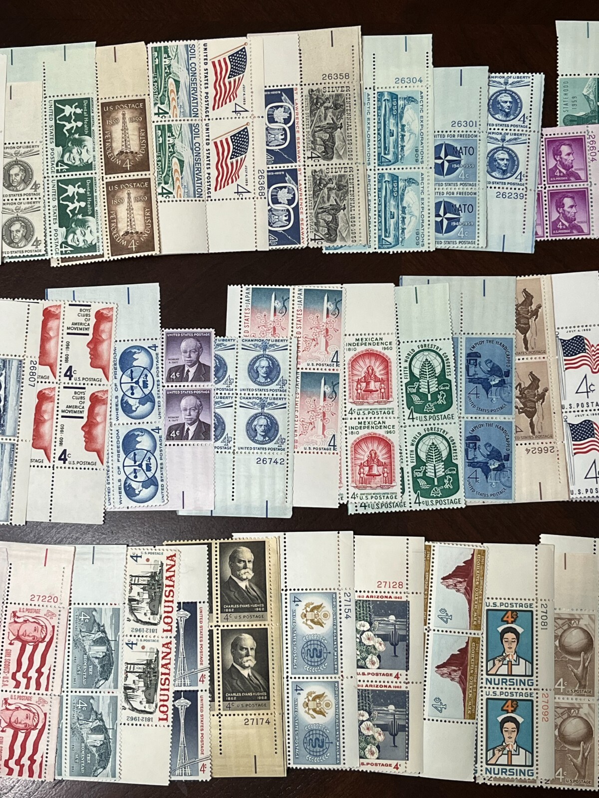 RHstamps 50 DIFFERENT 4 CENT MOSTLY COMMEM U.S. PLATE BLOCKS MINT NOT HINGED MNH