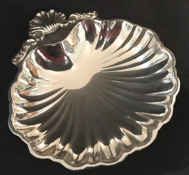 Tarnish Resistant 6” Silver-Plated Seashell Trinket/Candy Dish Plate Brand New
