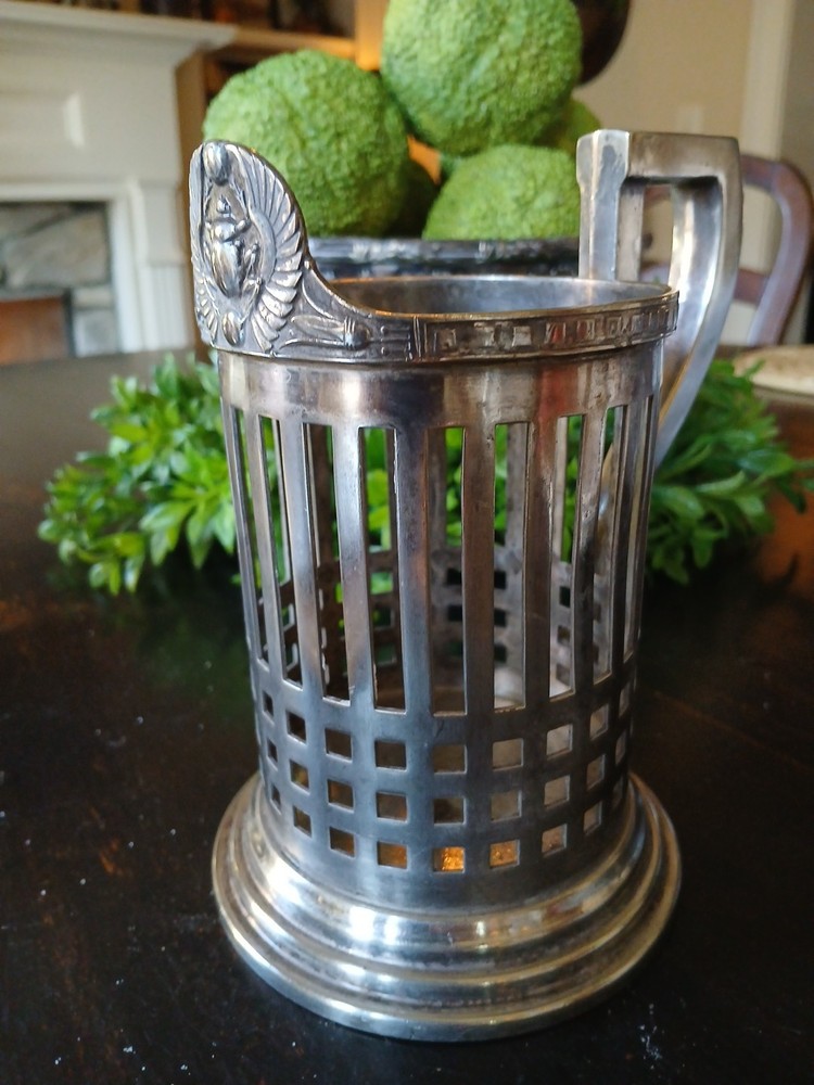 Heavy VINTAGE Silver Metal Ware CUP HOLDER 2 Pints