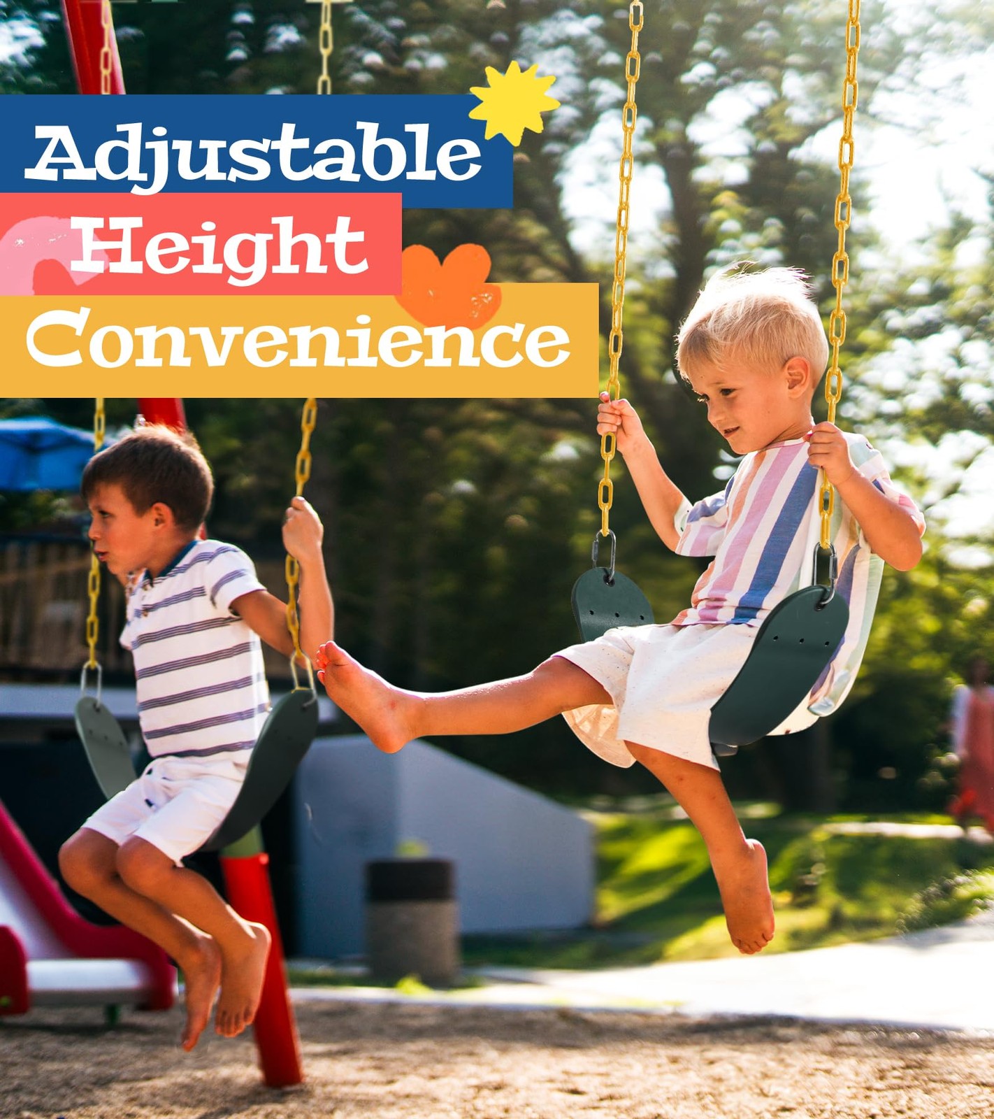 2 Pack Heavy Duty Swing Seats with 66" Rust-Resistant Chains, Swing Set Acces...