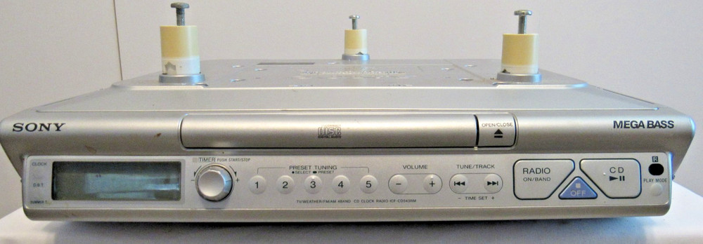 Sony Mega Bass Undermount Clock CD Player ICF-CD543RM-WORKS