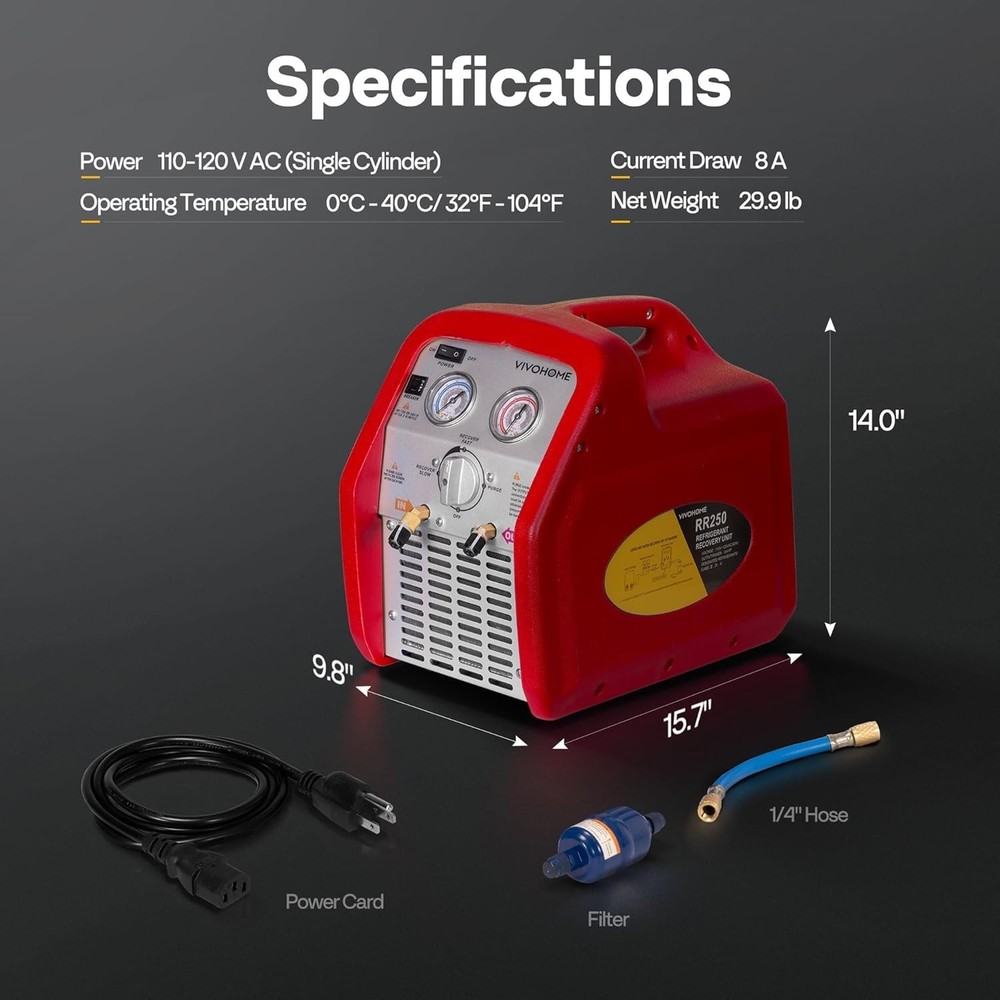 High-Performance Refrigerant Recovery Machine 110-120V - Versatile & Durable