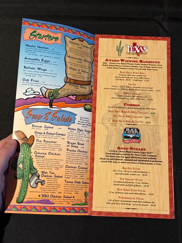 Texas Cattle Co 2008 2000s Menu