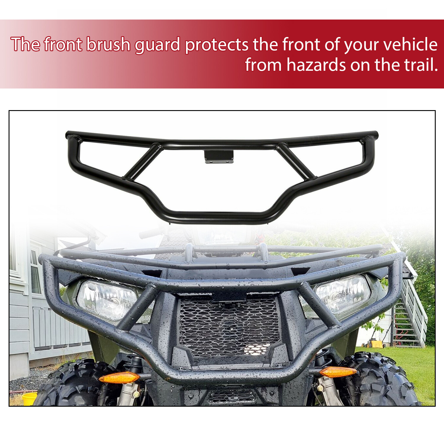 For 2014-2023 Polaris Sportsman 450 570 &ETX Front & Rear Brush Guard Bumper Set