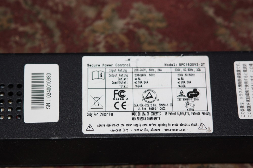 AVOCENT SPC1620 SPC1620V3 16 OUTLETS SECURE CONTROL POWER DISTRIBUTION UNIT