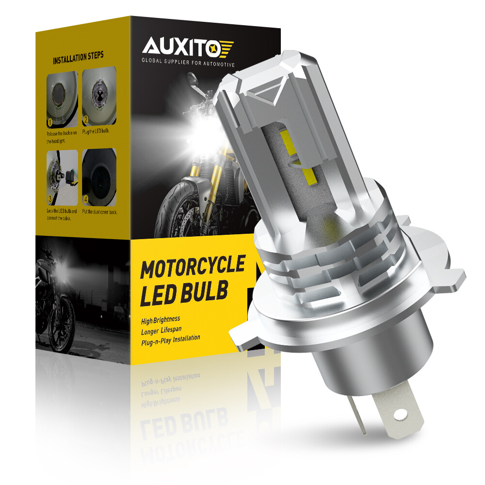 AUXITO H4 9003 HB2 LED Bulb Hi/Lo Beam White Motorcycle Headlight High Power M4