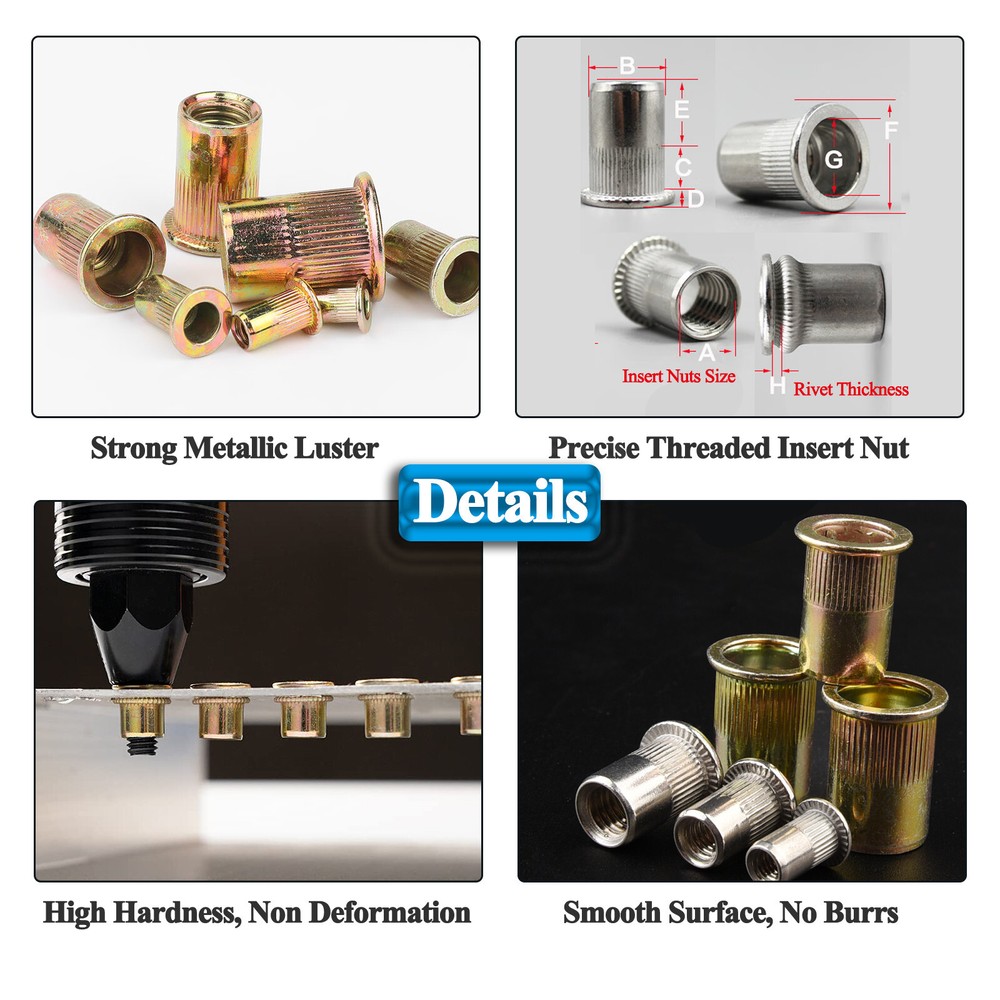 1510PC Rivet Nut Gun Kit Rivnut Setting Tools Nut Setter Tool Hand Blind Riveter