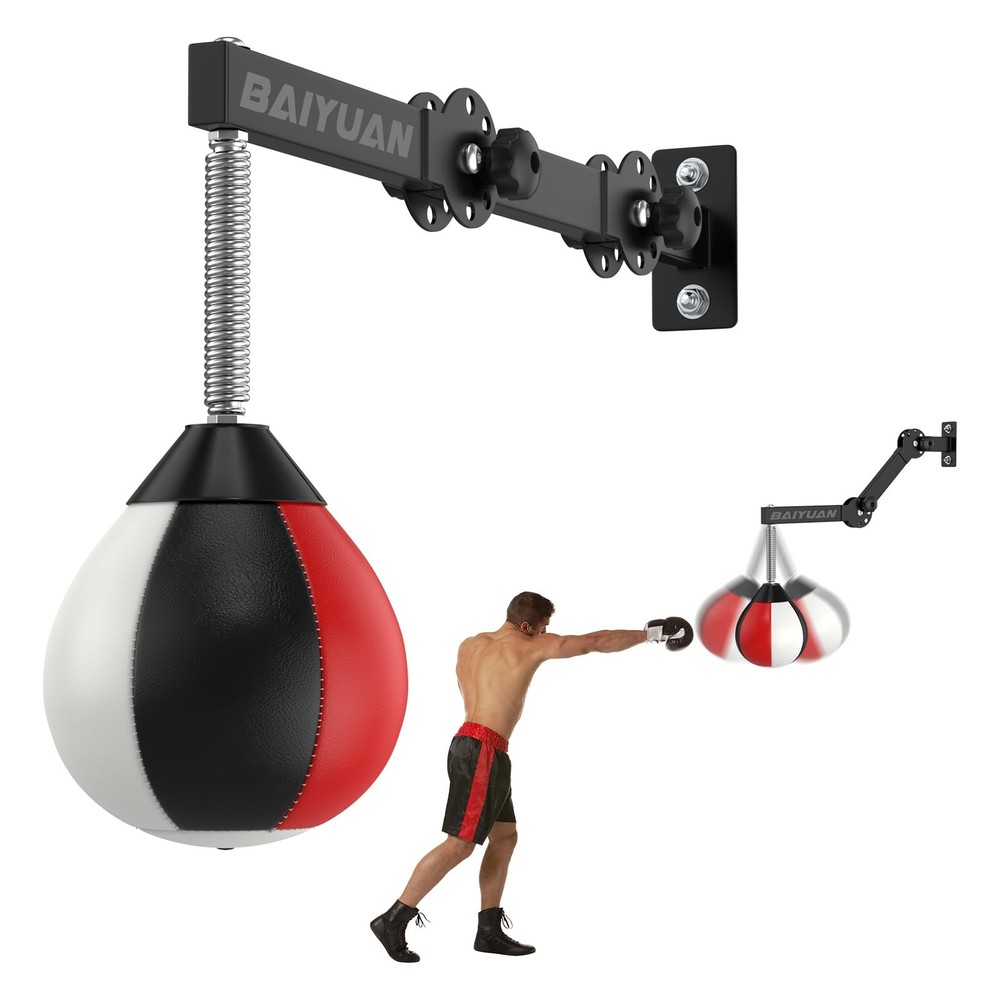 Adjustable Speed Bag for Boxing - Wall Mount Punching Bag Height Adjustable B...