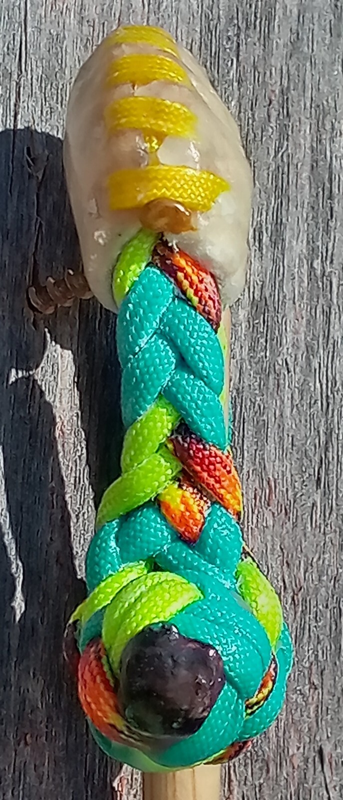 TURQUOISE n BLACK 10 Plait Pryor ParaCord Hondo w/ Bull Rawhide Burner Buckaroo